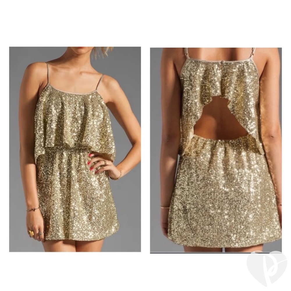 Lovers + Friends Glittering Gold Mini Dress